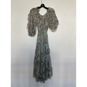 Zimmerman Silk Green Floral Dress Off Shoulder Size Extra Small